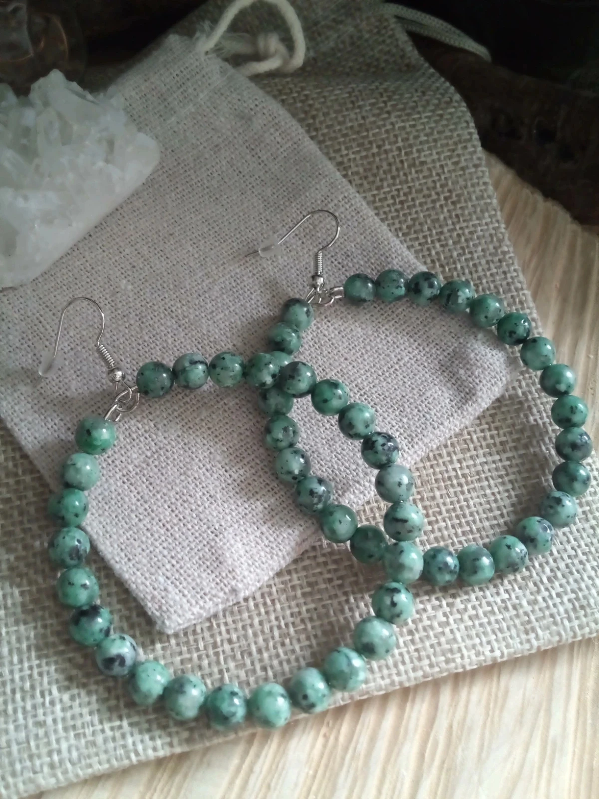 Boucles d'oreilles créoles pierres naturelles – photo 2